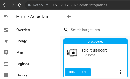 Discovered device in Home Assistant