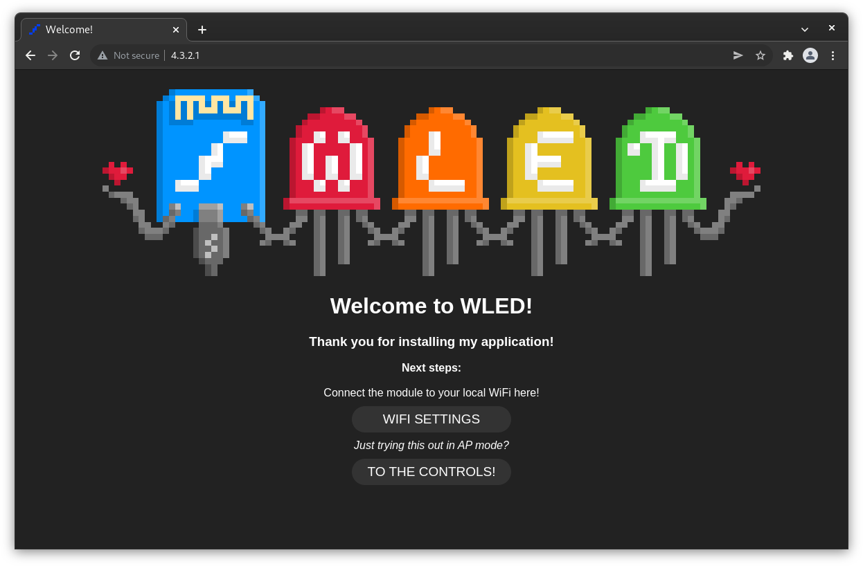 Start page WLED web interface