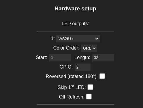 LED configuration WLED